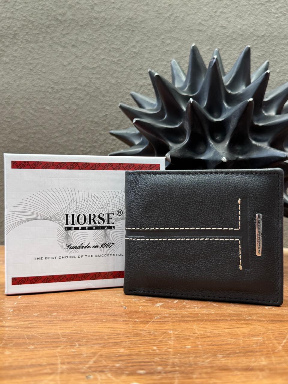 CARTERA HORSE PIEL BIFOLD NEGRO HERRAJE VARIABLE