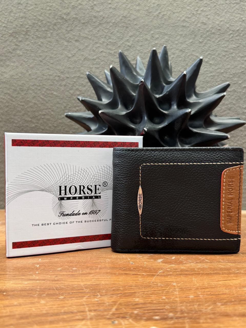 CARTERA HORSE PIEL BIFOLD NEGRO HERRAJE VARIABLE