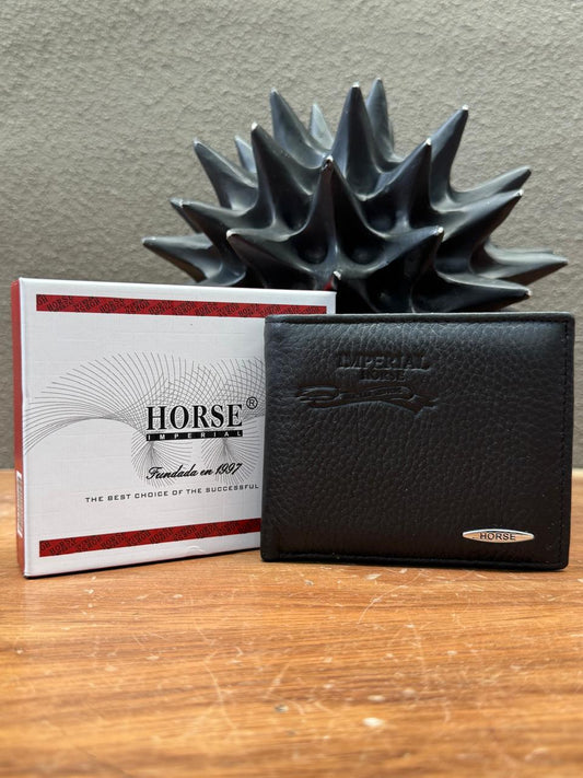 CARTERA HORSE PIEL BIFOLD NEGRO HERRAJE VARIABLE