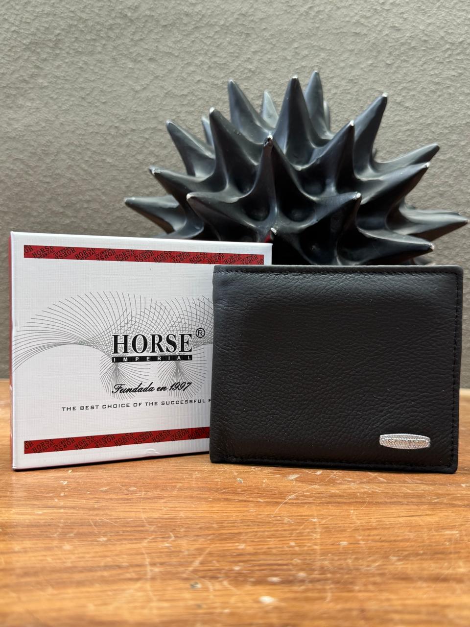 CARTERA HORSE PIEL BIFOLD NEGRO HERRAJE VARIABLE