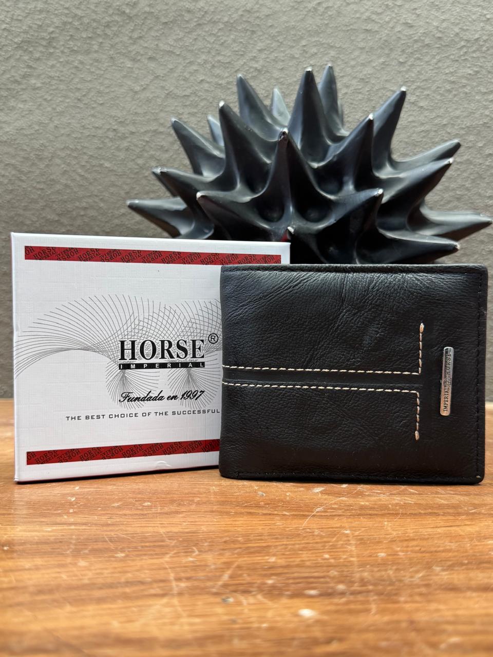 CARTERA HORSE PIEL BIFOLD NEGRO HERRAJE VARIABLE
