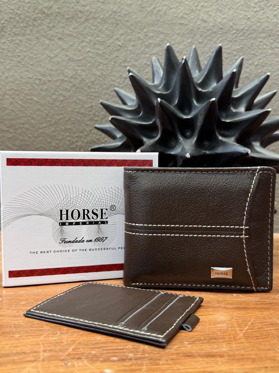 CARTERA HORSE PIEL COLOR FERRERO CON TARJETERO DESMONTABLE