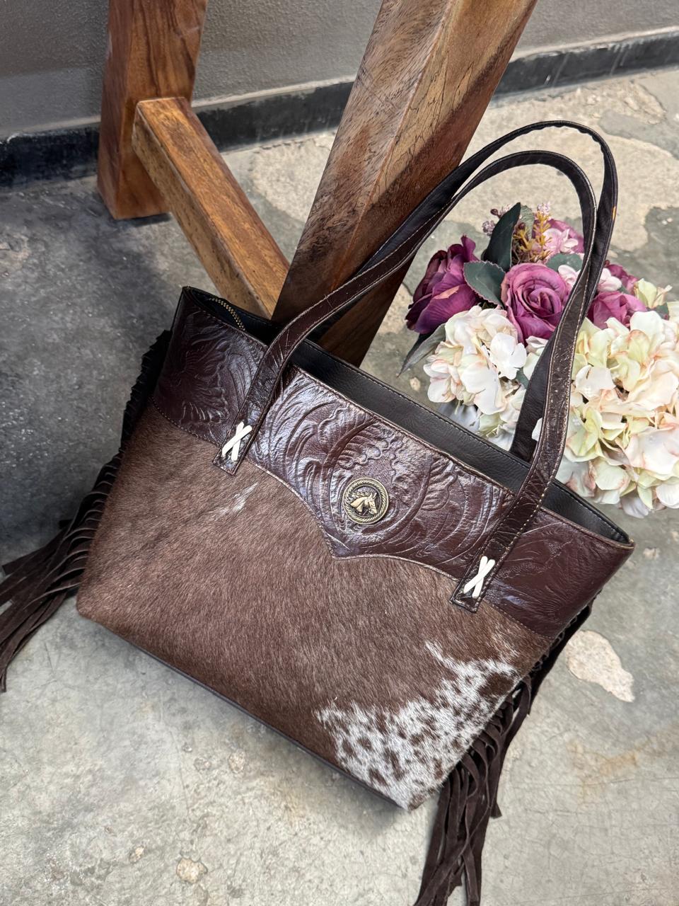 BOLSA FELISA PELO Y BARBAS CHOCOLATE