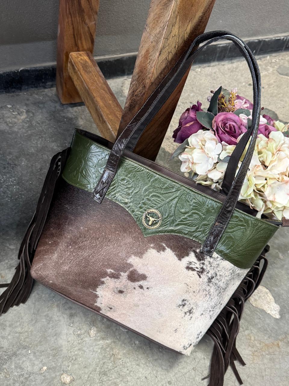 BOLSA FELISA PELO Y BARBAS VERDE OLIVO