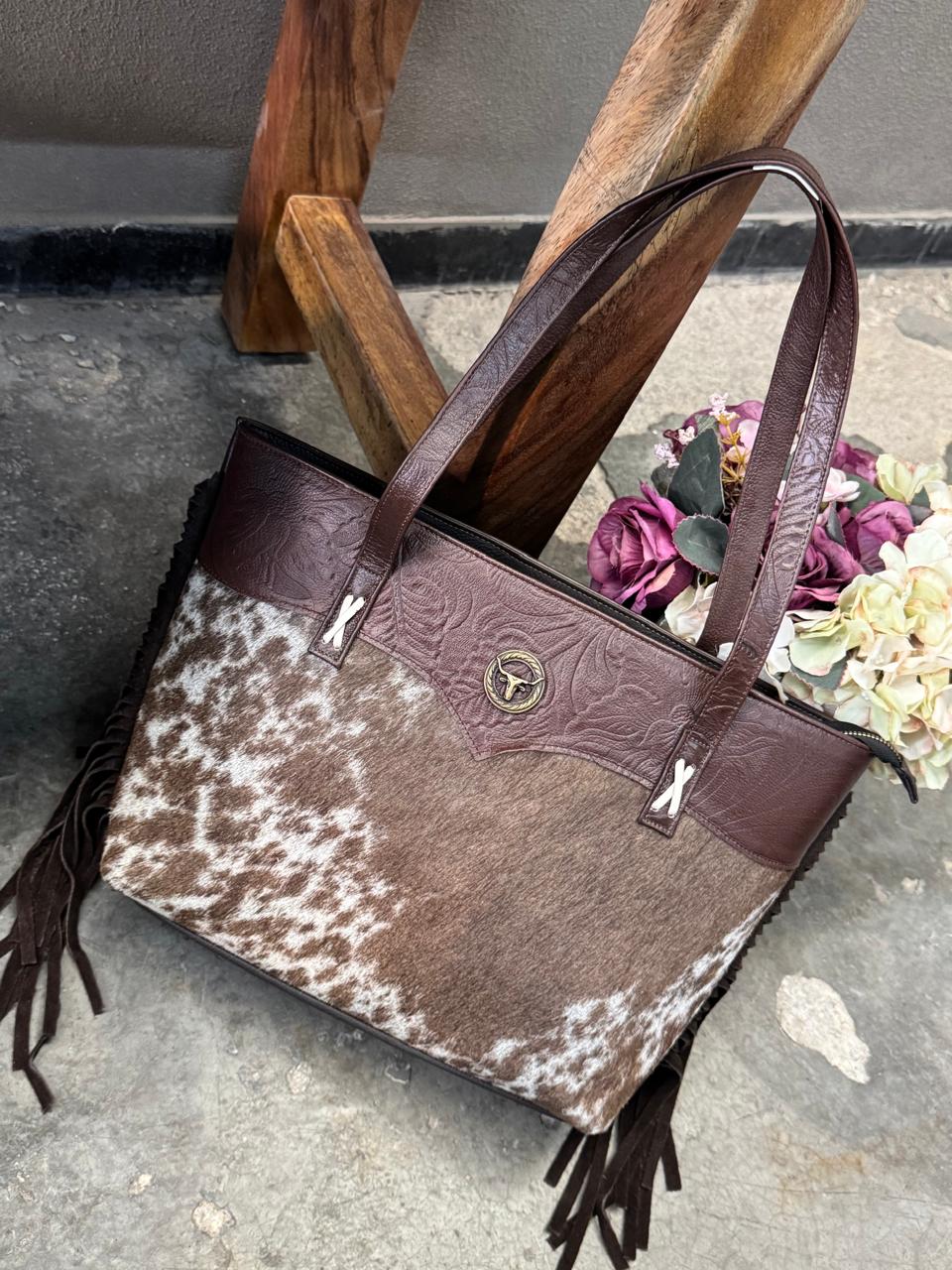 BOLSA FELISA PELO Y BARBAS CHOCOLATE