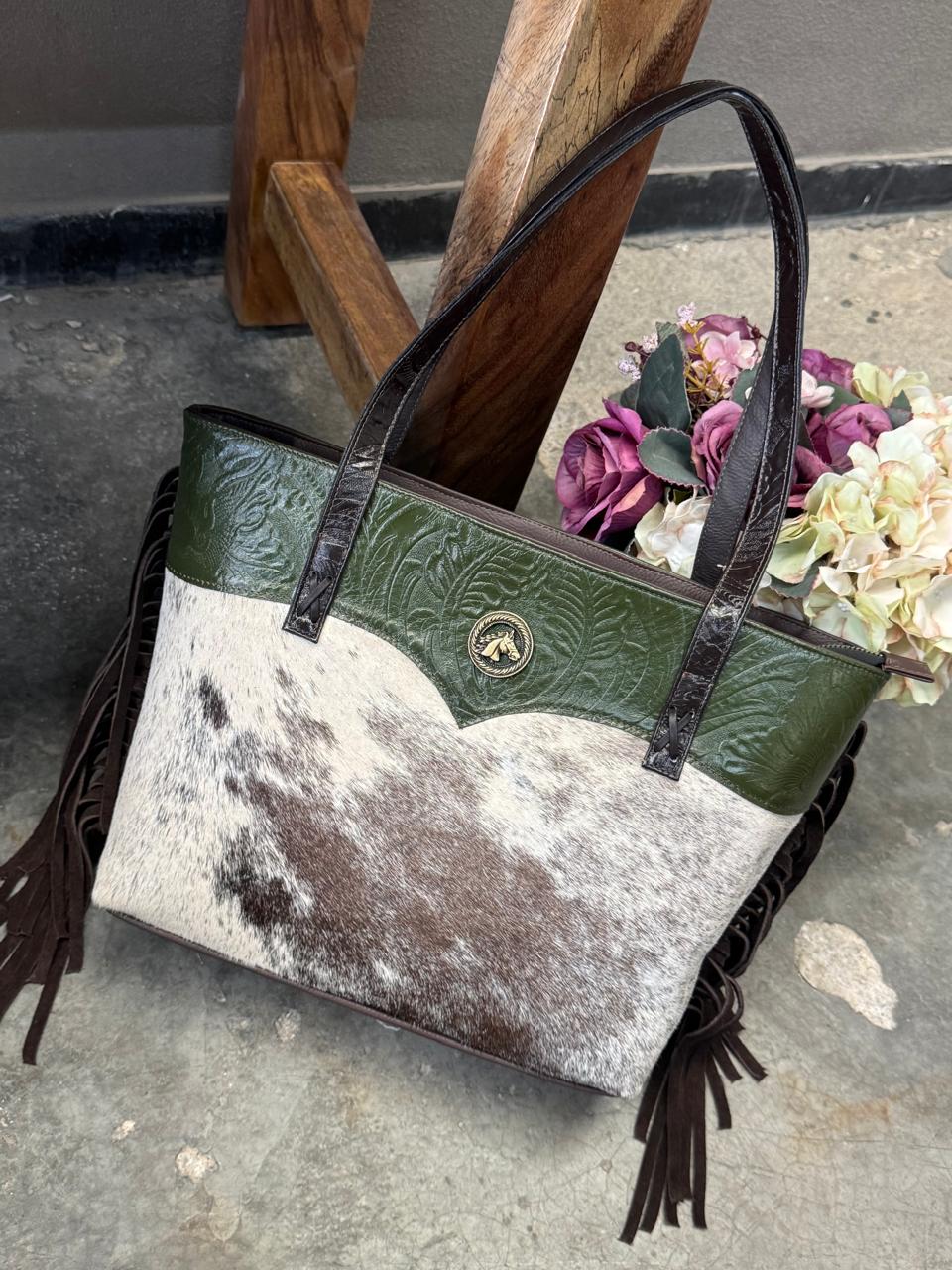 BOLSA FELISA PELO Y BARBAS VERDE OLIVO