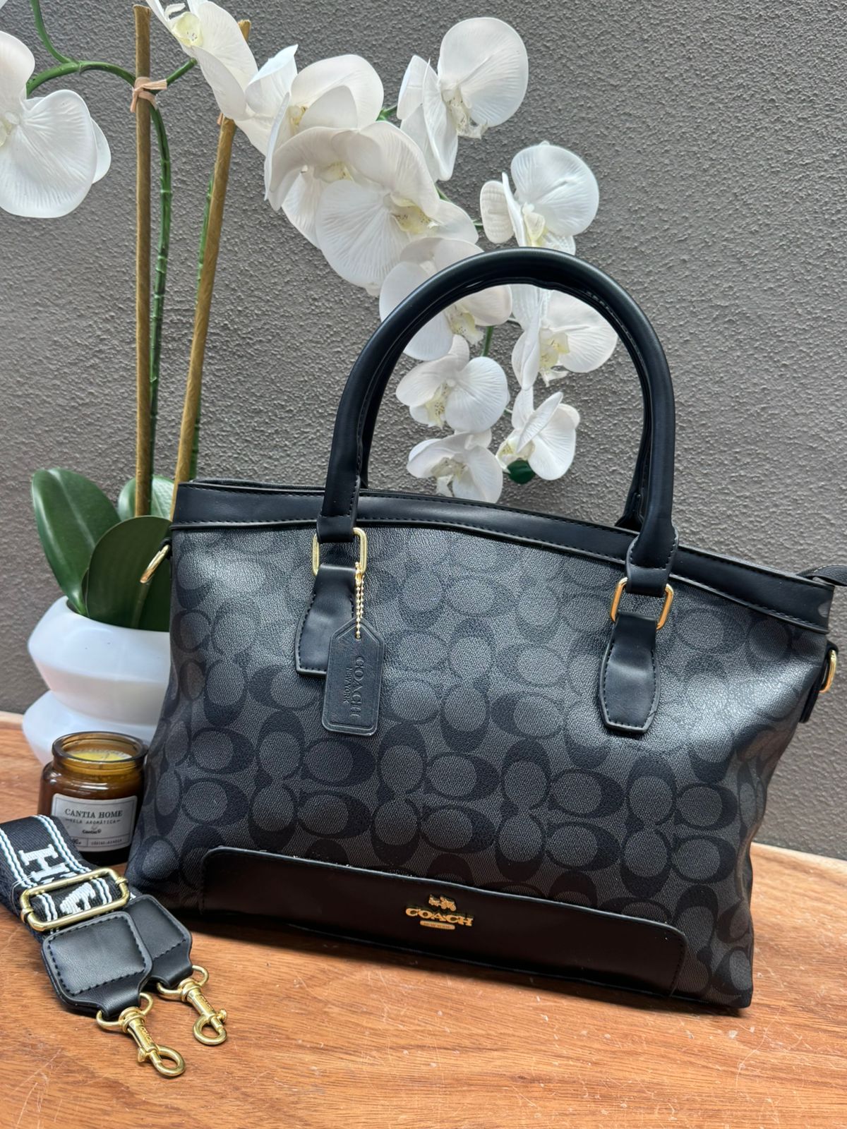 BOLSO COACH 005 COLOR NEGRO ESTAMPADO