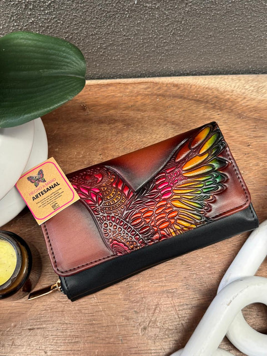 UB CARTERA NAYELI FLOR COLIBRI MARRON/NEGRO