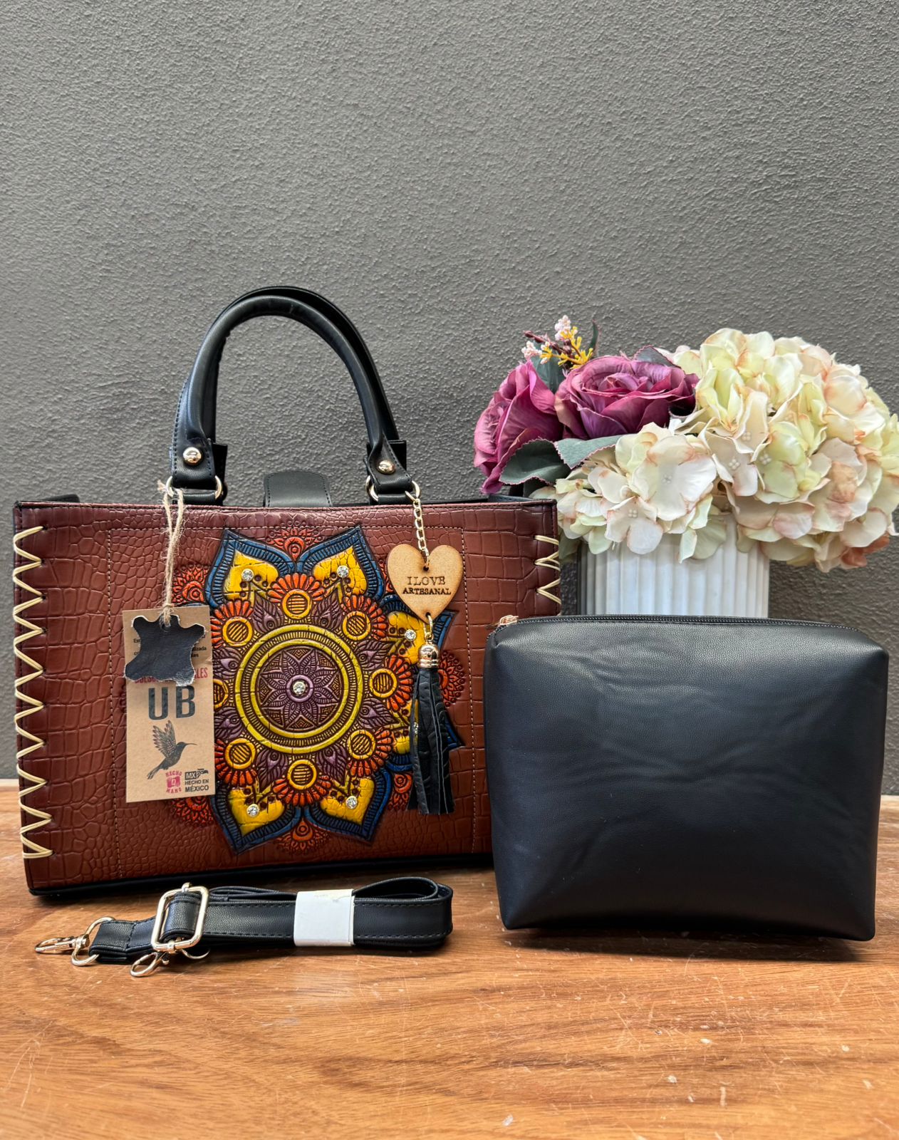 UB DUO ARTESANAL COMBO MED MANDALAS CAFE/NEGRO CROCO