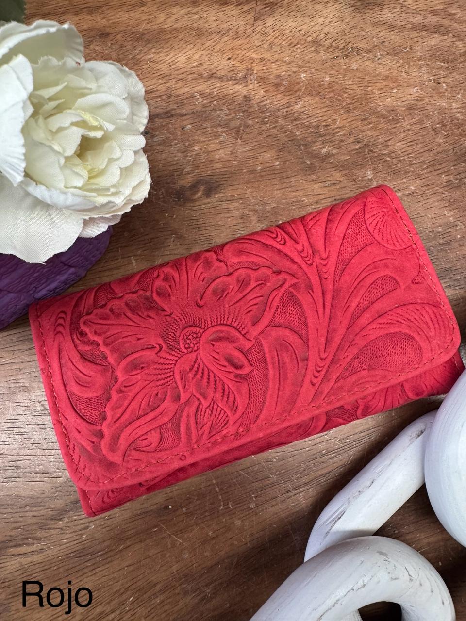 CARTERA CINCELADA EVORA ROJO CRAZY