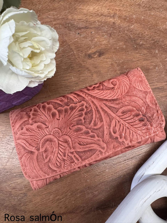 CARTERA CINCELADA EVORA ROSA SALMON
