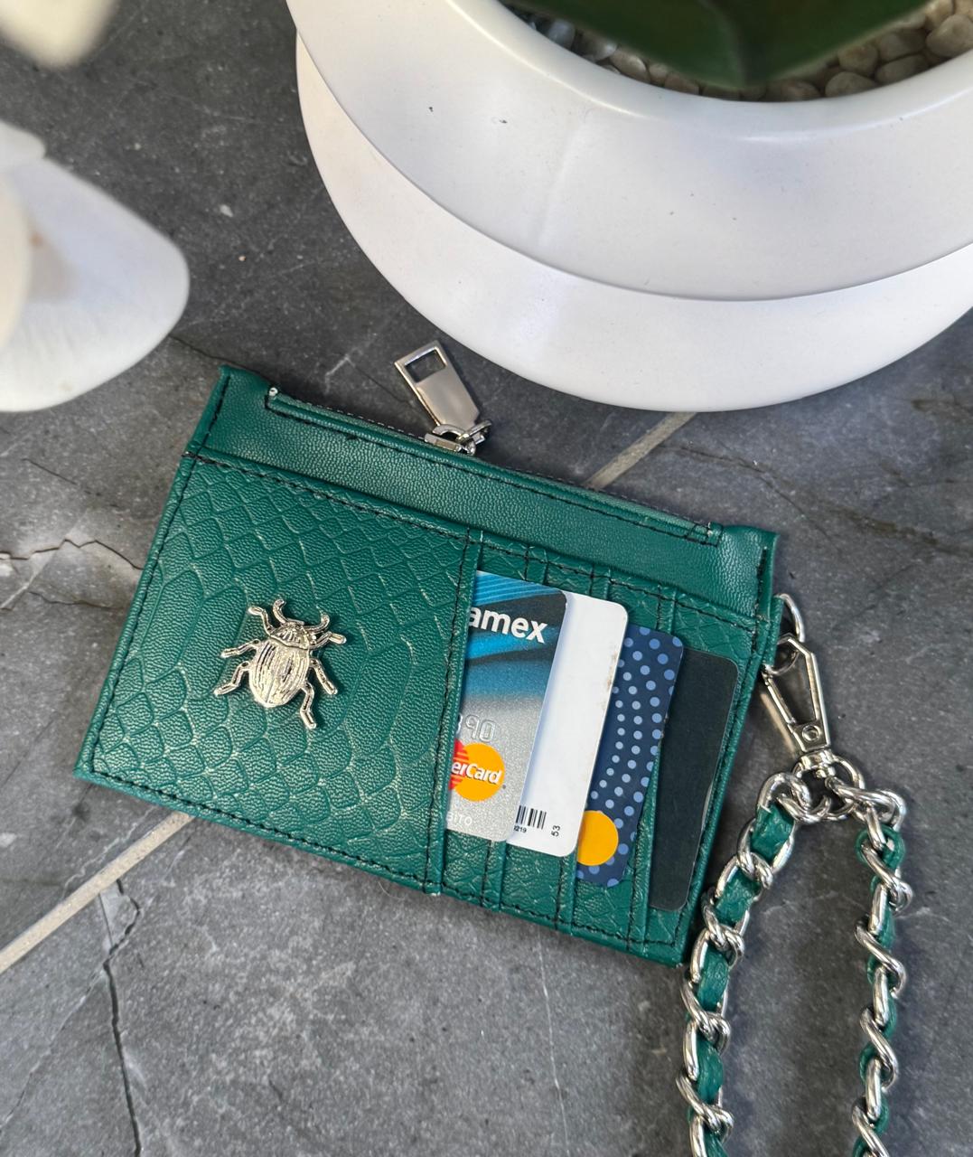TARJETERO/MONEDERO PREMIUM VIBORA VERDE BOSQUE