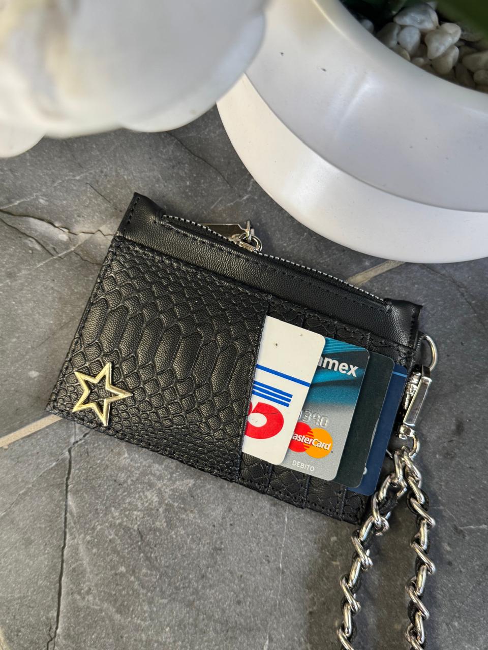 TARJETERO/MONEDERO PREMIUM VIBORA NEGRO