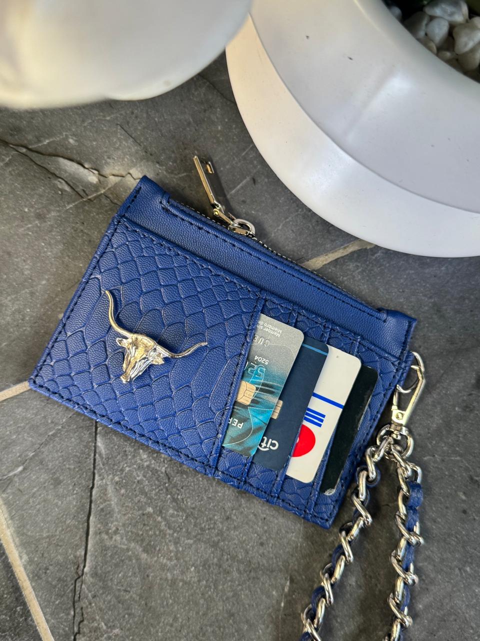 TARJETERO/MONEDERO PREMIUM VIBORA COBALTO