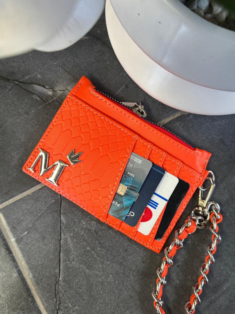 TARJETERO/MONEDERO PREMIUM VIBORA NARANJA