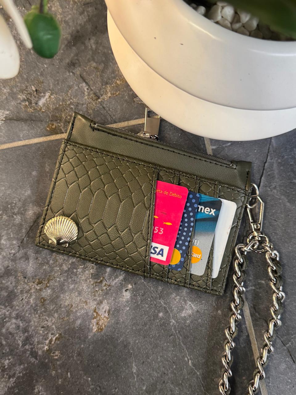 TARJETERO/MONEDERO PREMIUM VIBORA VERDE MILITAR