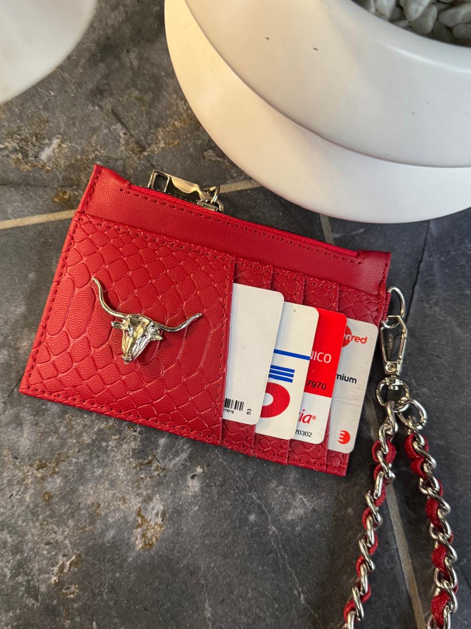 TARJETERO/MONEDERO PREMIUM VIBORA ROJO