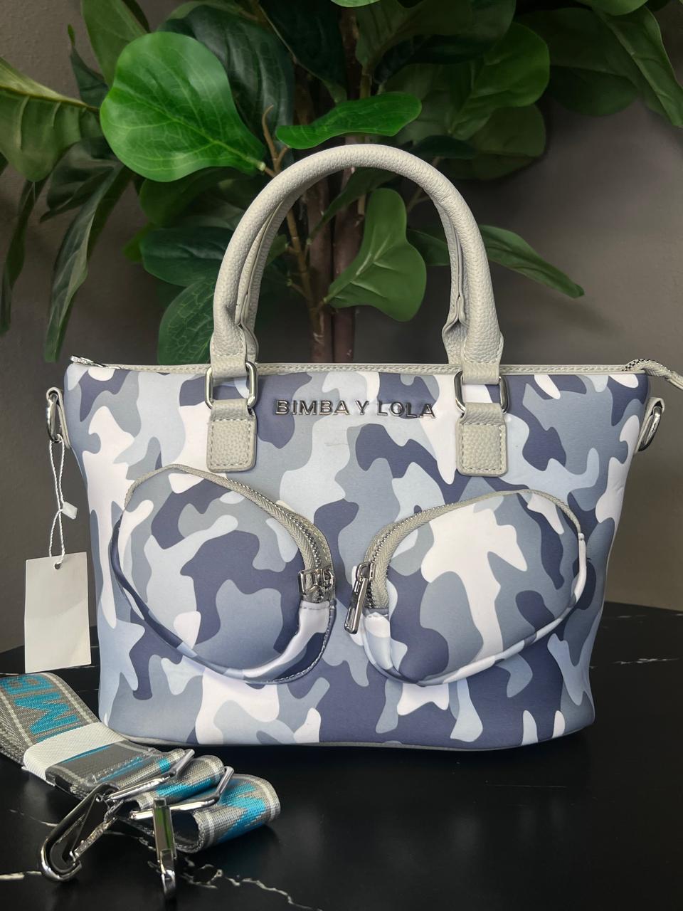 BIMBA Y LOLA BOLSO DE MANO CAMUFLAJE GRIS/OXFORD