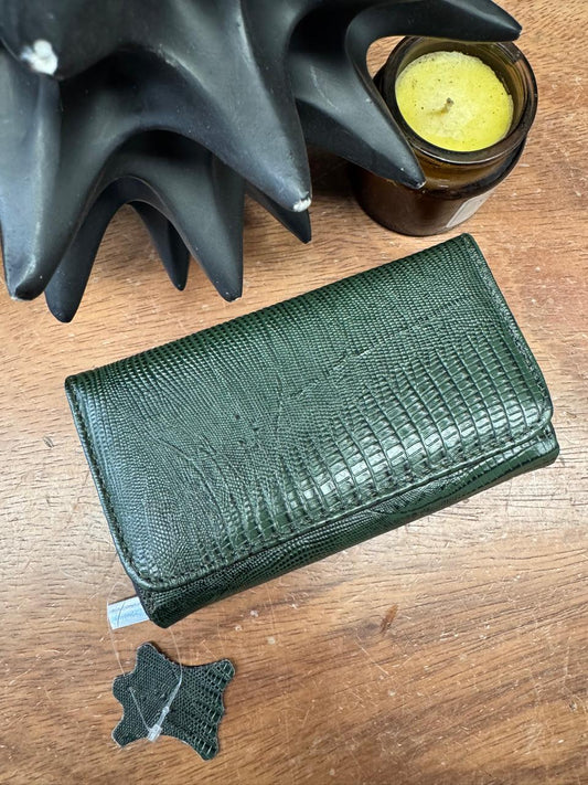 CARTERA PORTUGAL 100% PIEL VERDE MILITAR LIZAR