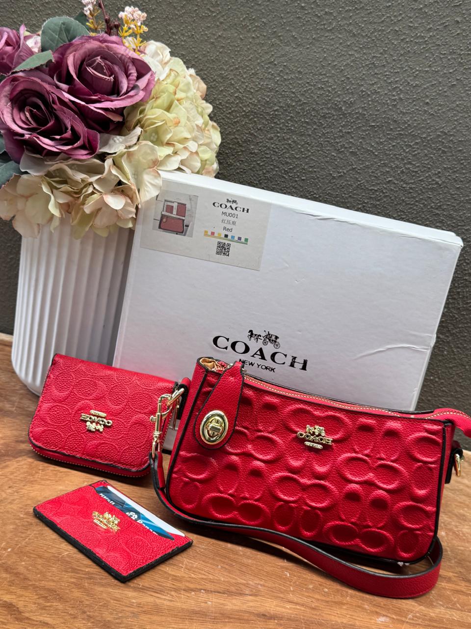 KIT COACH 2.0 BOLSO ROJO GRABADO