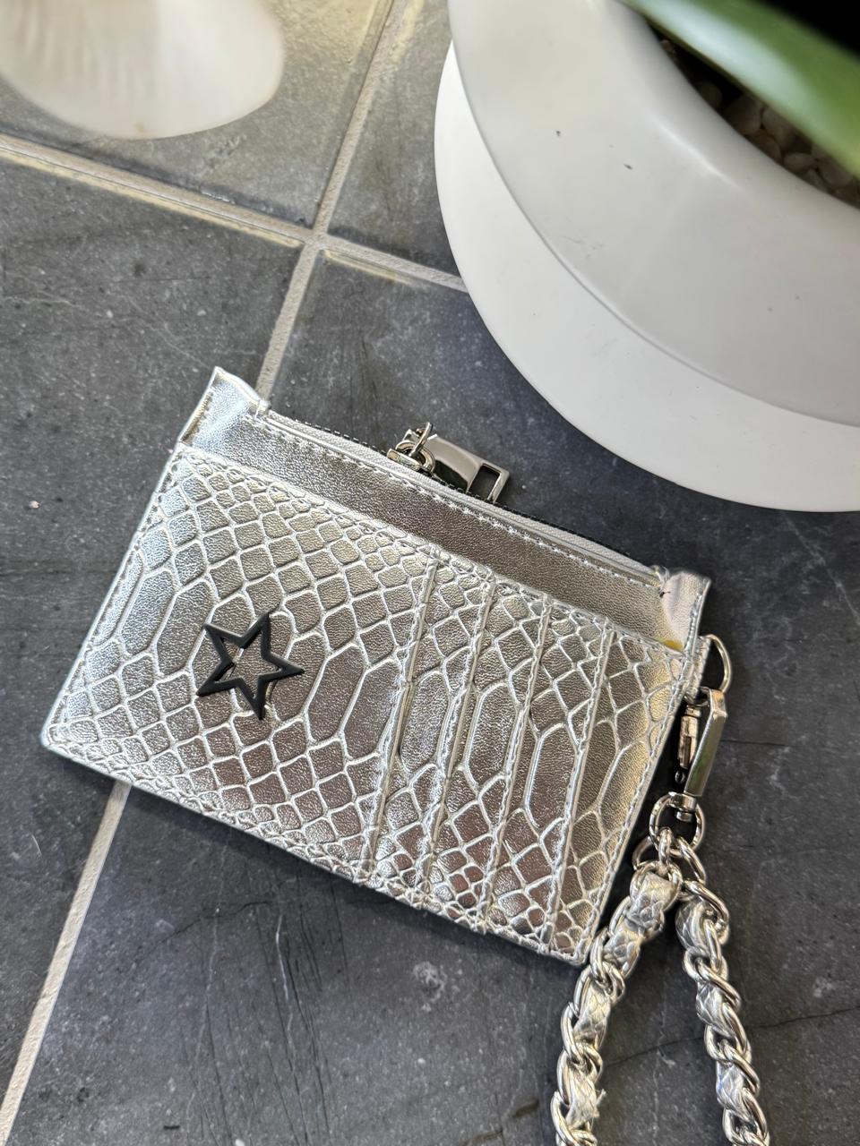 TARJETERO/MONEDERO PREMIUM VIBORA PLATA