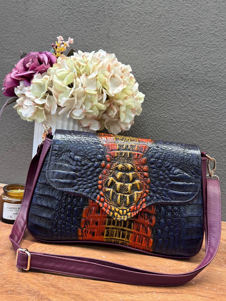 BOLSO ELENA COCODRILO COLOR VINO