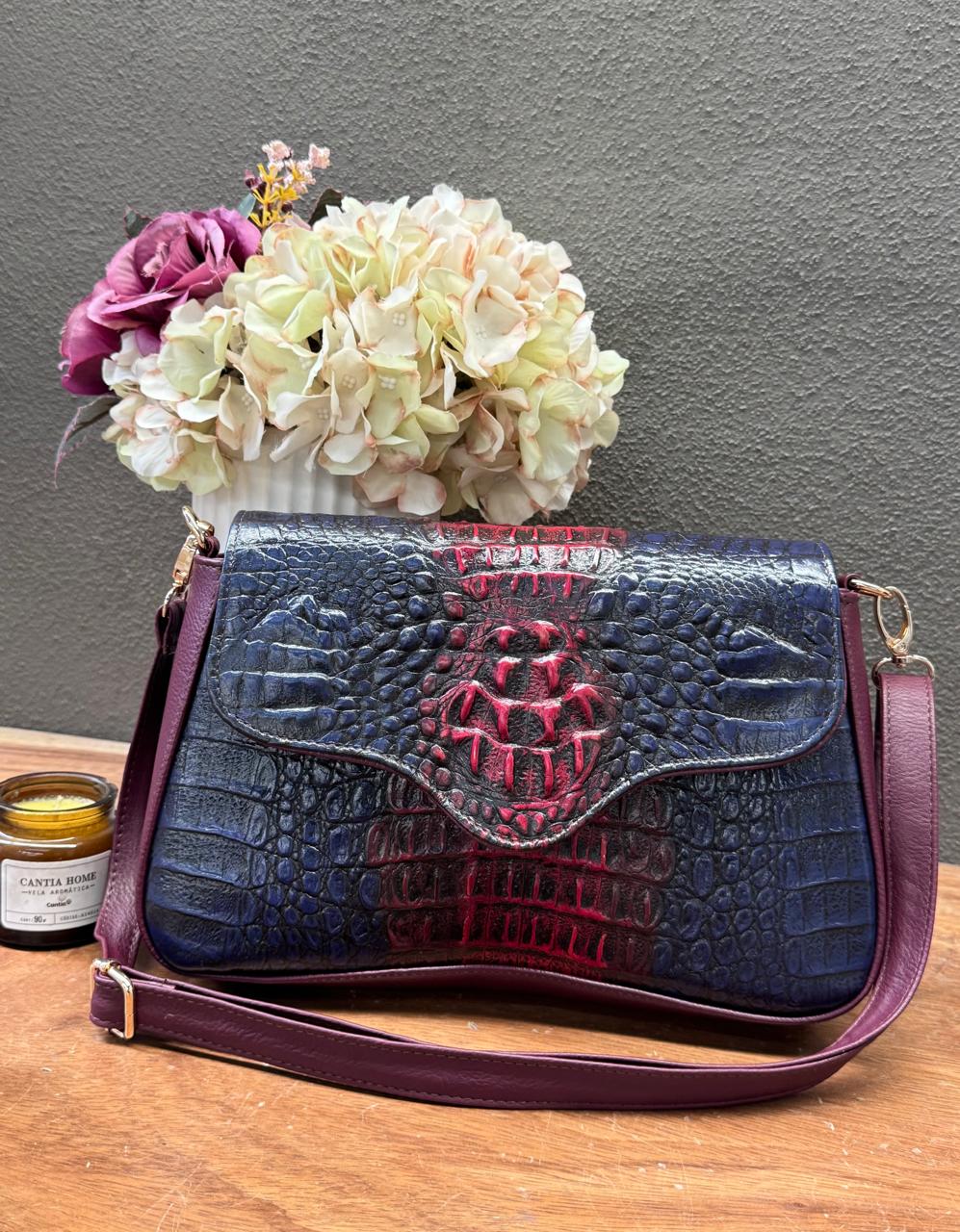 BOLSO ELENA COCODRILO COLOR VINO