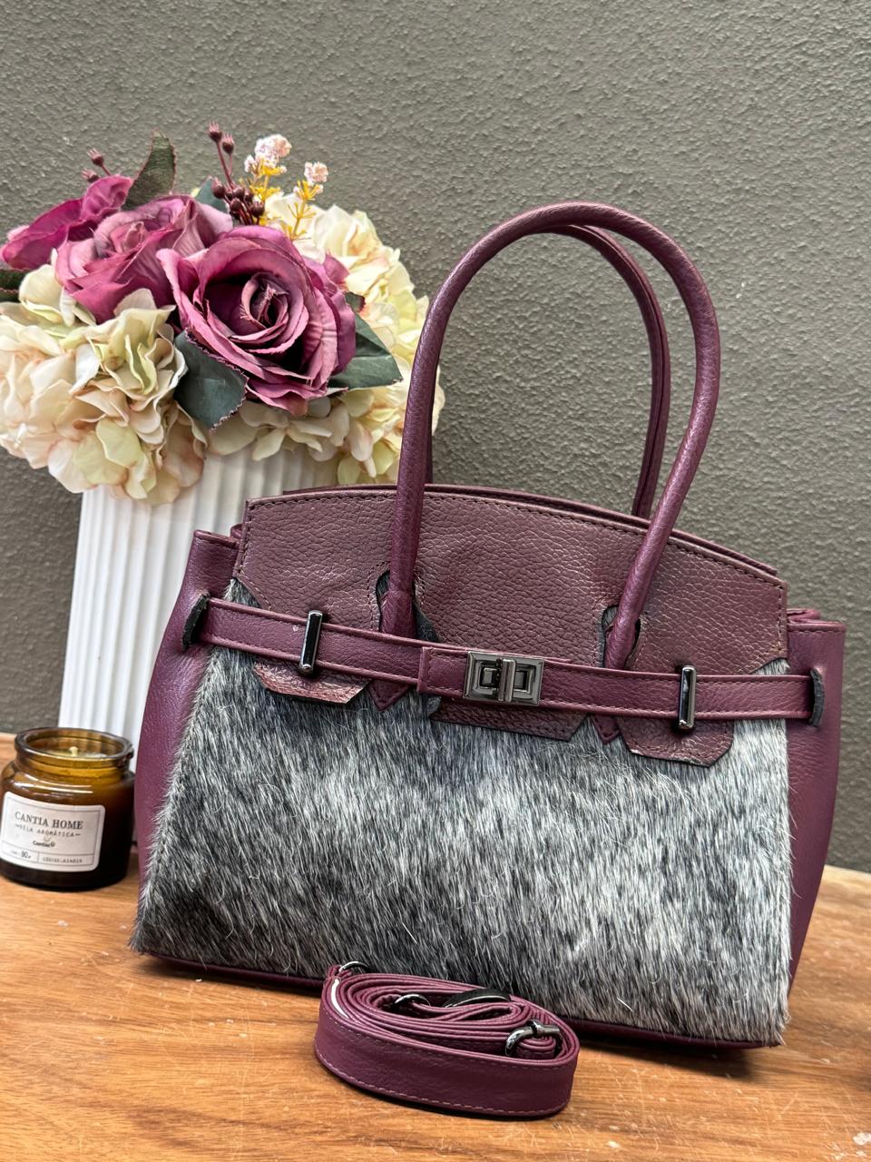 BOLSO BIRKIN MEDIANA DE PELO VINO