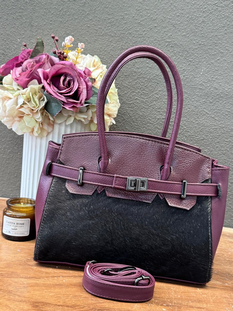 BOLSO BIRKIN MEDIANA DE PELO VINO