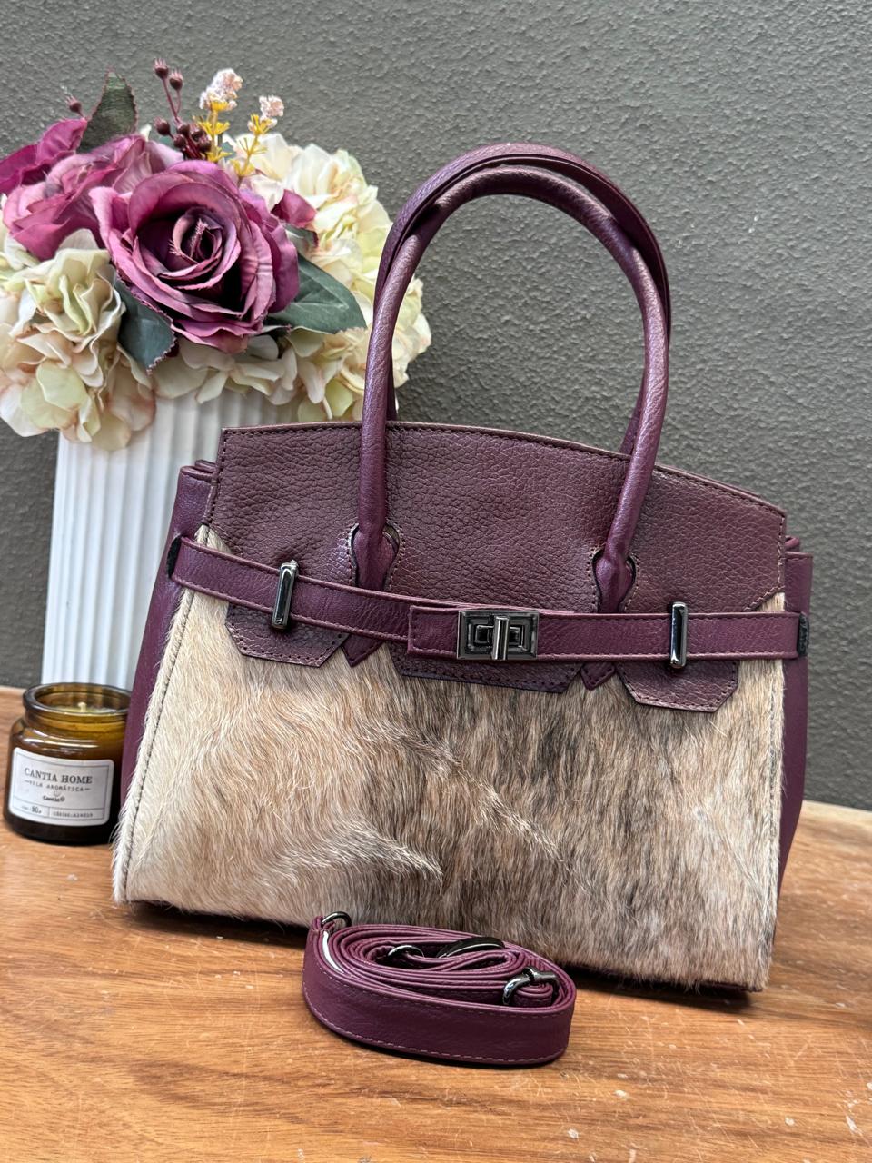 BOLSO BIRKIN MEDIANA DE PELO VINO