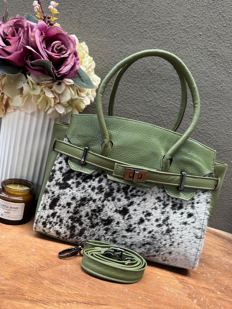 BOLSO BIRKIN MEDIANA DE PELO VERDE OLIVO