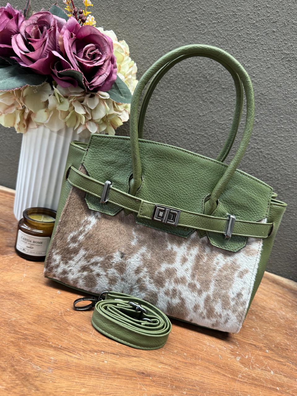 BOLSO BIRKIN MEDIANA DE PELO VERDE OLIVO