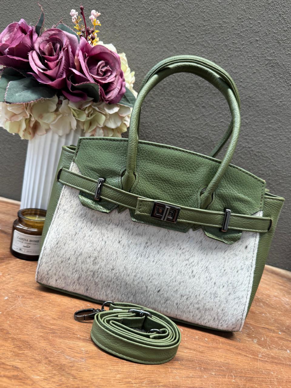 BOLSO BIRKIN MEDIANA DE PELO VERDE OLIVO