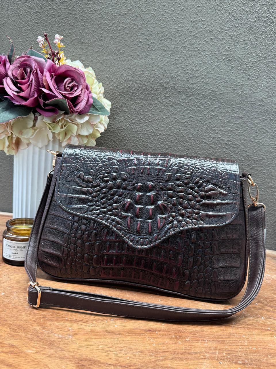 BOLSO ELENA COCODRILO COLOR CHOCOLATE