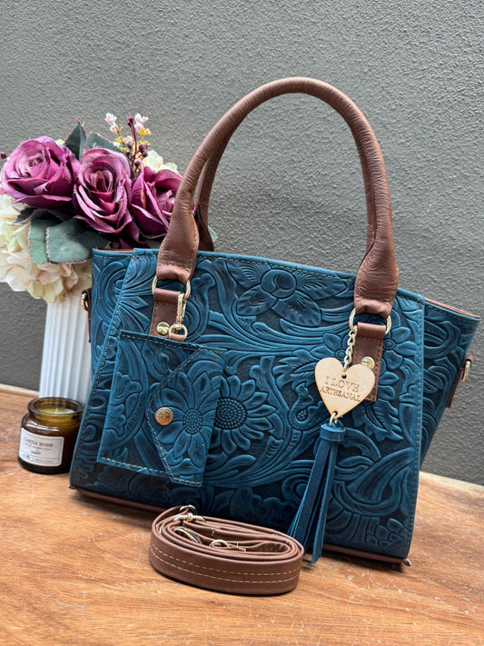 DUO FLORIDA GRABADO FLORES INDIGO