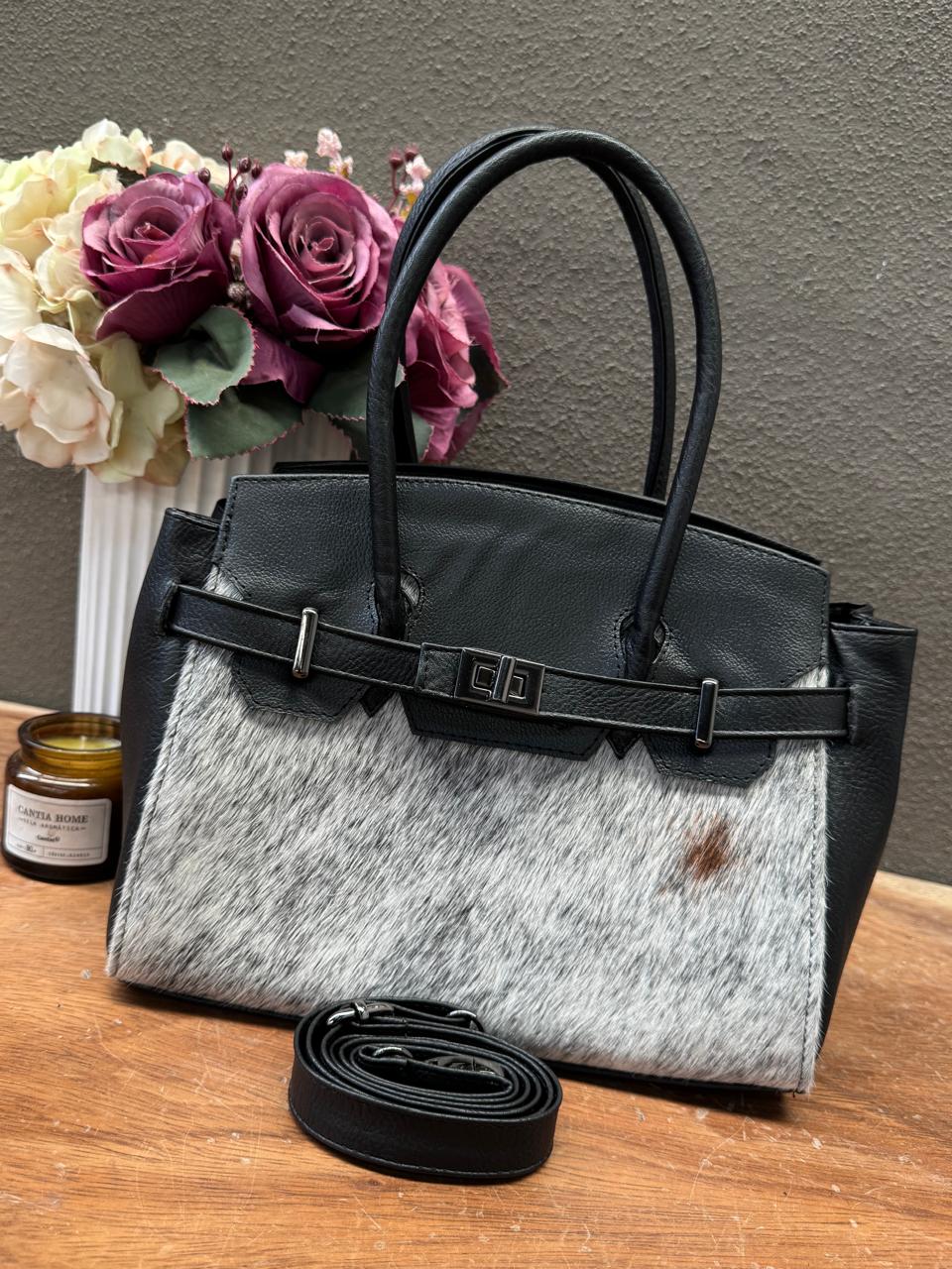 BOLSO BIRKIN MEDIANA DE PELO NEGRO