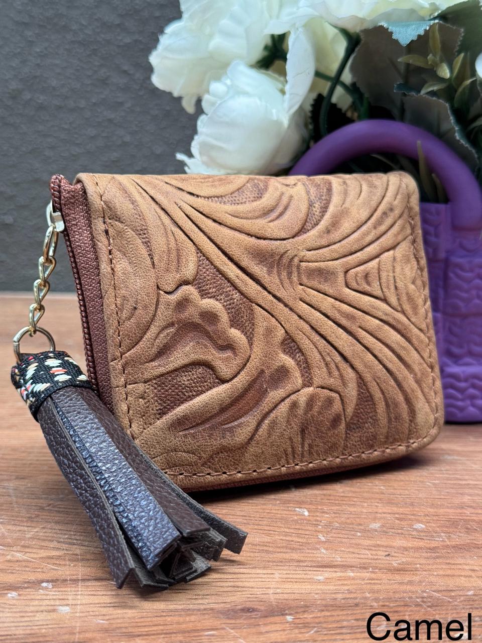 MONEDERO PIEL CINCELADO PRIMAVERA CAMEL