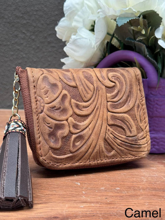 MONEDERO PIEL CINCELADO PRIMAVERA CAMEL