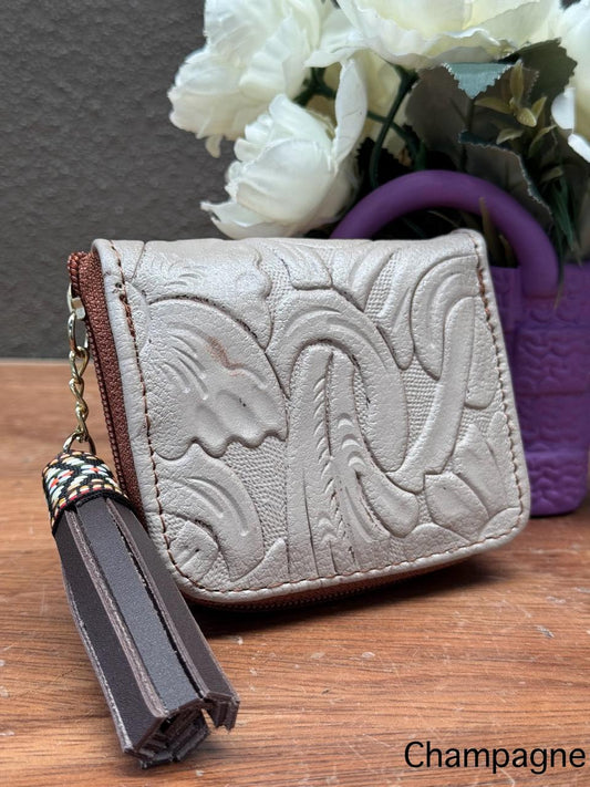 MONEDERO PIEL CINCELADO PRIMAVERA CHAMPAGNE