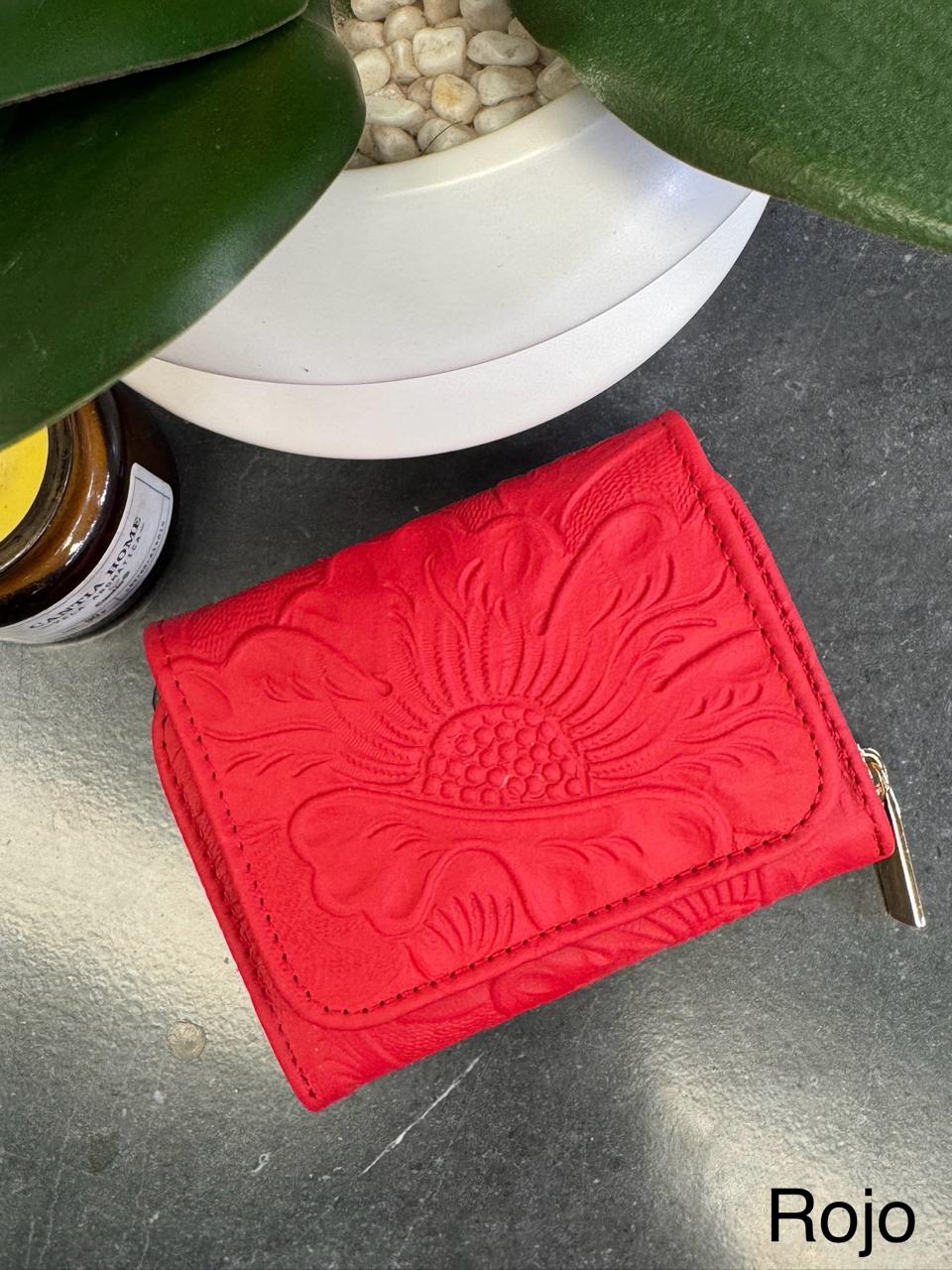 CARTERA PIEL KENYA ROJO FLORES
