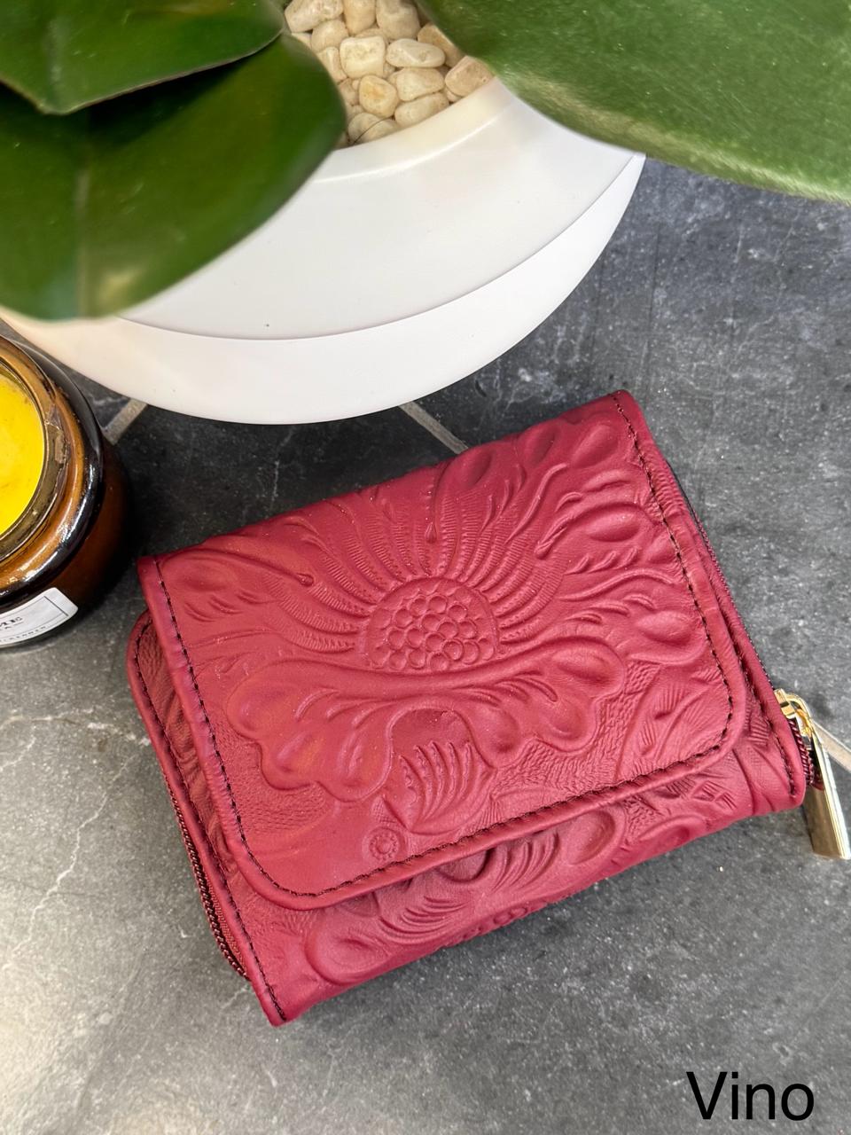CARTERA PIEL KENYA VINO FLORES