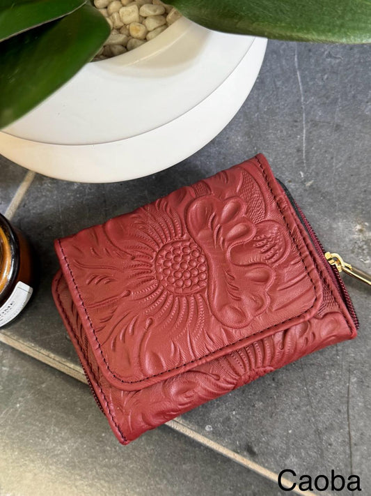 CARTERA PIEL KENYA CAOBA FLORES