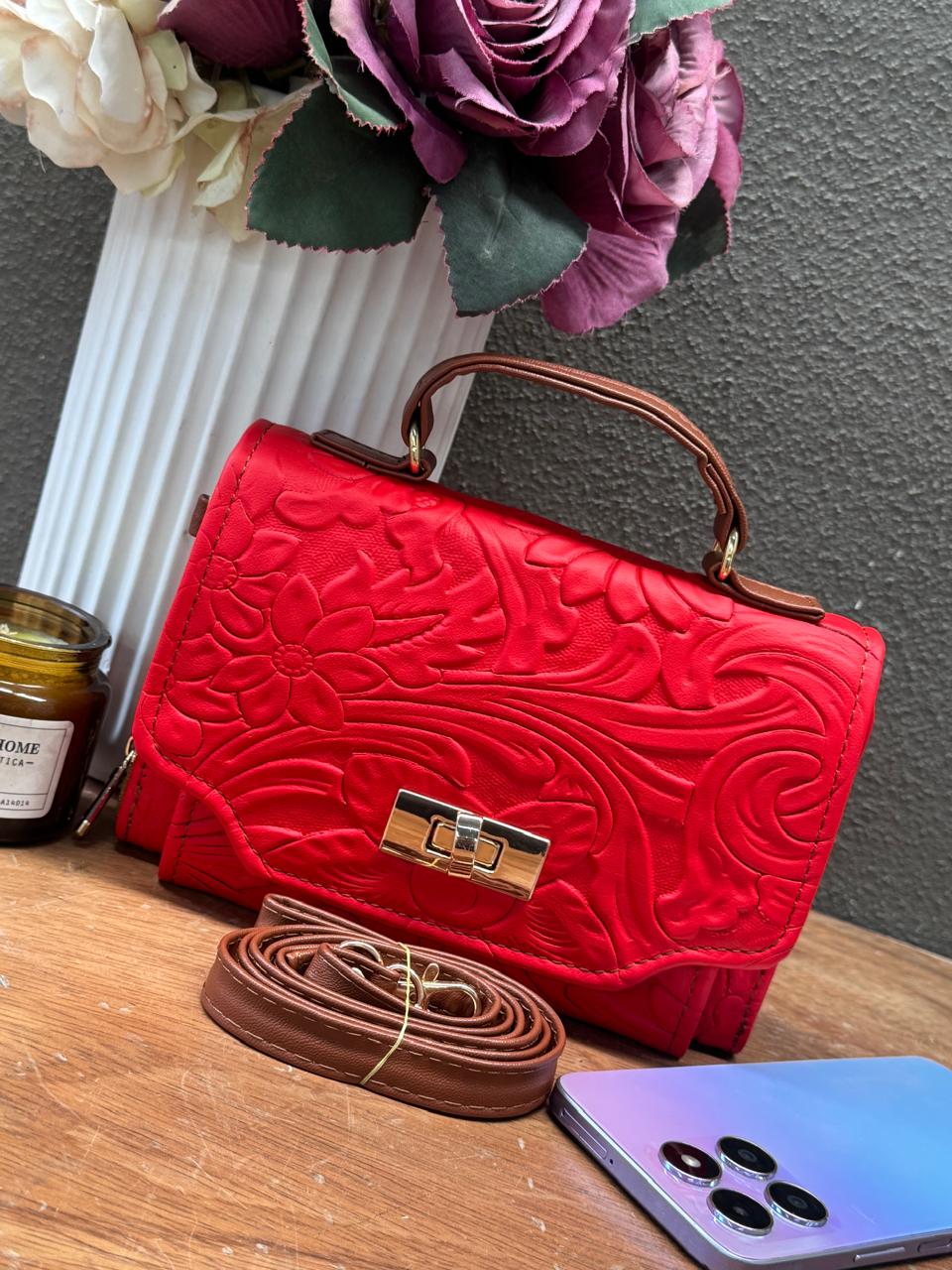 PORTACEL CINCELADO FRIDA PRIMAVERA ROJO