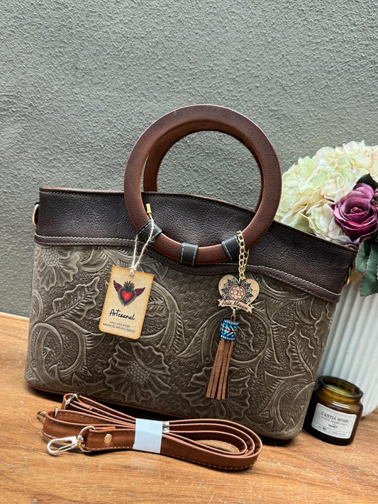 DB GDE BOLSA ARO FLORES Y HOJAS VERDE