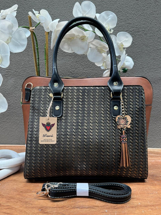 DB GDE FLORENCIA ENTRAMADO NEGRO/DORADO