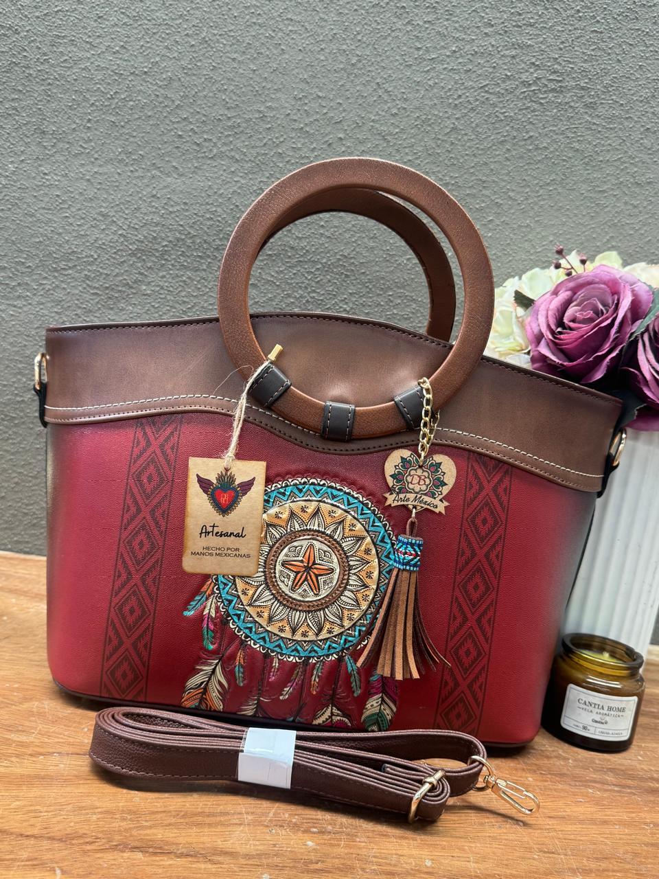 DB GDE BOLSA ARO ATRAPASUEÑOS COLOR ROJO/CAFE