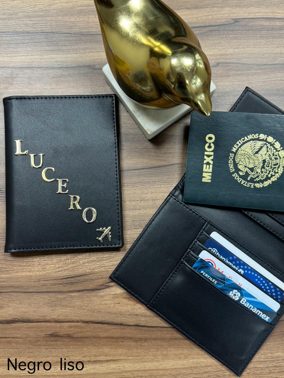 PORTAPASAPORTE IND NEGRO LISO