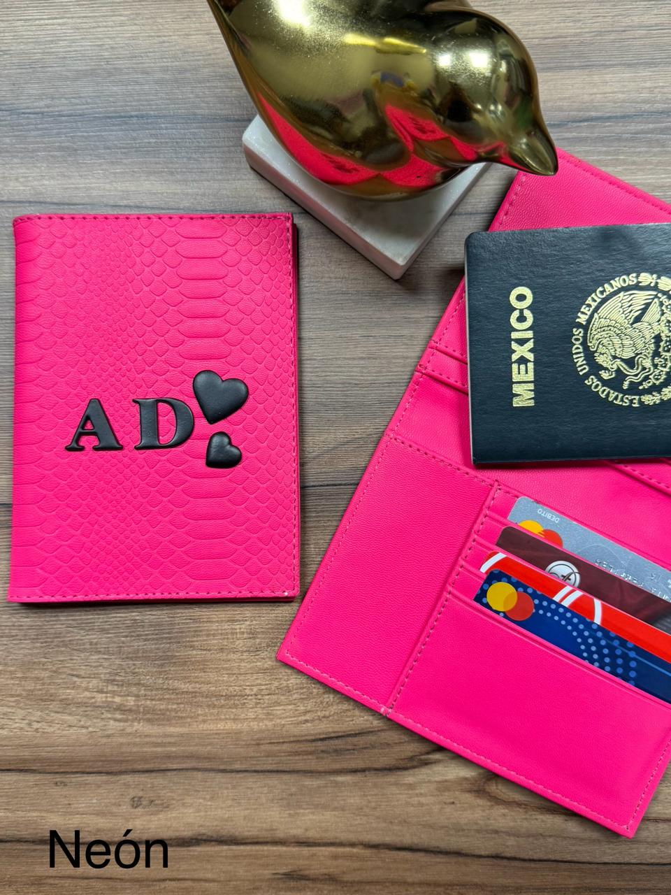 PORTAPASAPORTE IND. ROSA NEON