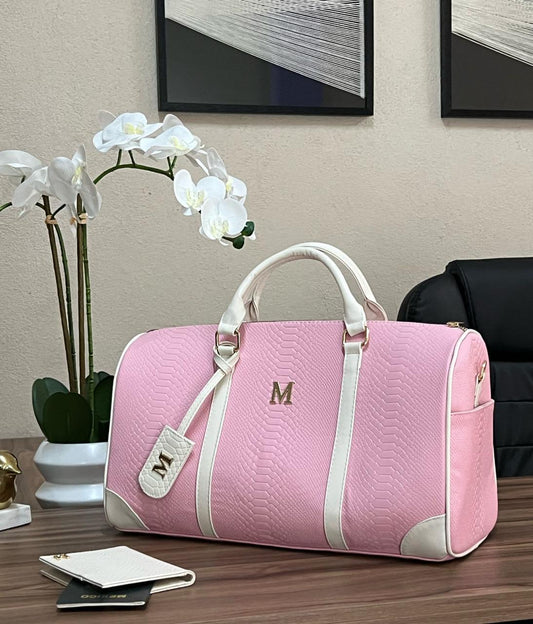 MALETA LCON TAG LATERALES ROSA PARAÍSO/HUESO H/DORADO