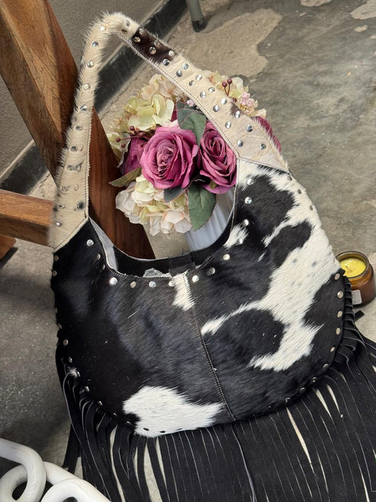 BOLSO MONTANA PELO Y BARBAS NEGRO